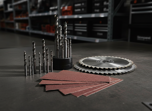 Industrial consumables on dark background